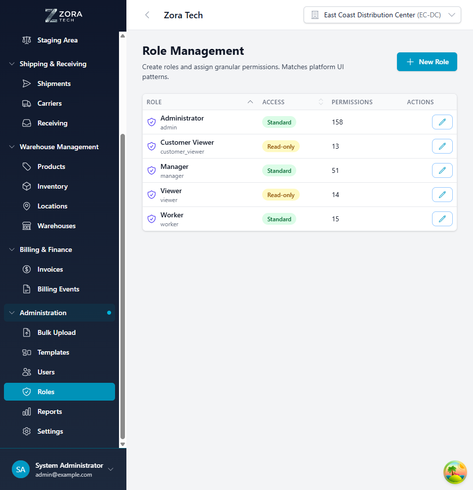 Role Management Interface