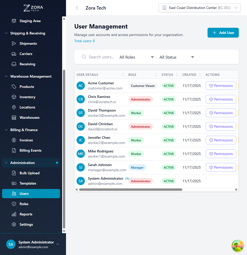 User Management Interface