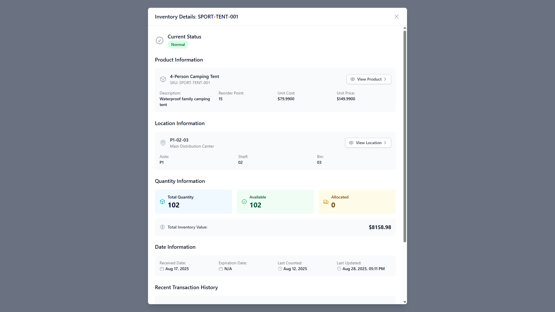Inventory Details Modal