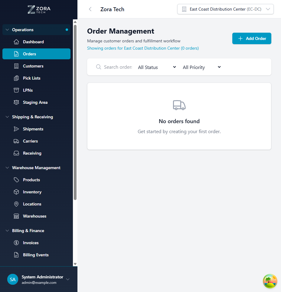Order Management Interface